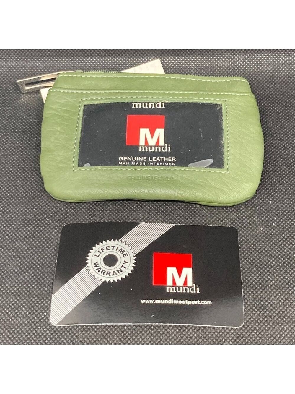 New with tags Mindi leather flap coin purse in Alpine green